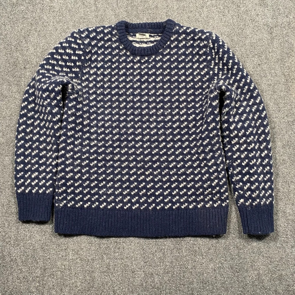L.L. Bean Navy and White Crew Neck Sweater (S/M)